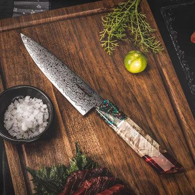 Couteau Japonais | Damas – Acier 67 Couches & Élégance Pro - Cuisine Cadeau