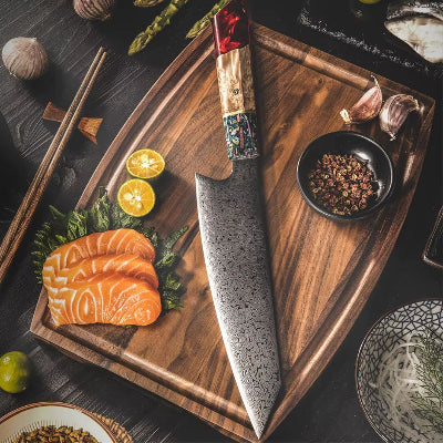 Couteaux-Japonais-Damas-saumon