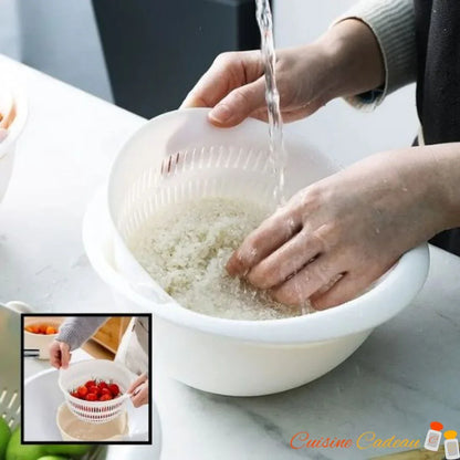 Passoire | avec panier rotatif 2 en 1 - Cuisine Cadeau