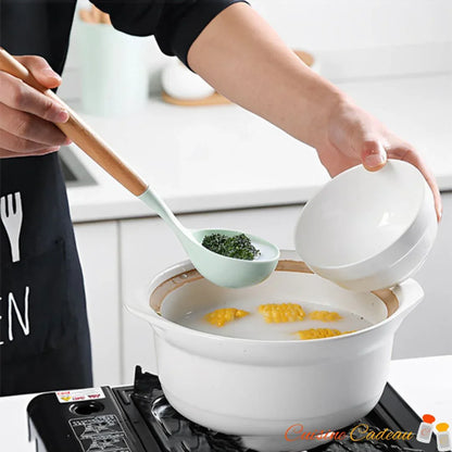 Ustensile de cuisine | 12 pièces en silicone et bois - Cuisine Cadeau