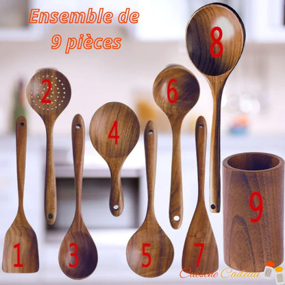 Ustensiles de Cuisine | en Bois de Teck - Cuisine Cadeau