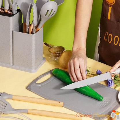 Ustensiles de Cuisine | Silicone et Bois - 18 Pièces - Cuisine Cadeau