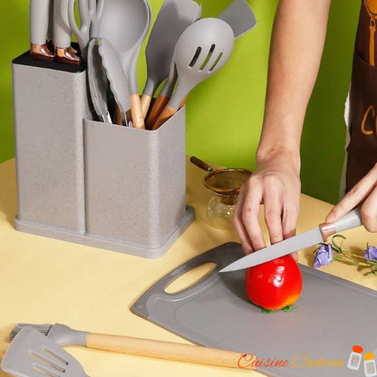 Ustensiles de Cuisine | Silicone et Bois - 18 Pièces - Cuisine Cadeau