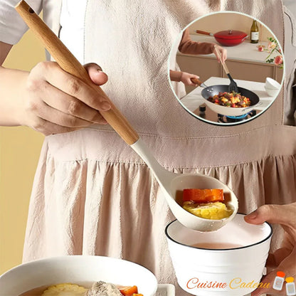 Ustensile de cuisine | 12 pièces en silicone et bois - Cuisine Cadeau
