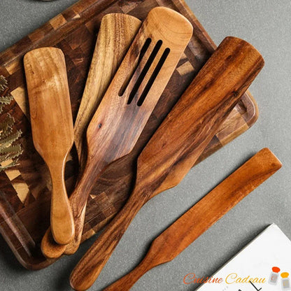 Ustensiles de la cuisine | en bois de Teck : Naturels, Elégants et Durables - Cuisine Cadeau