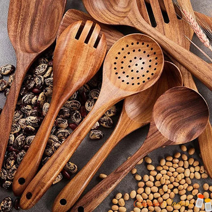 Ustensiles de la cuisine | en bois de Teck : Naturels, Elégants et Durables - Cuisine Cadeau