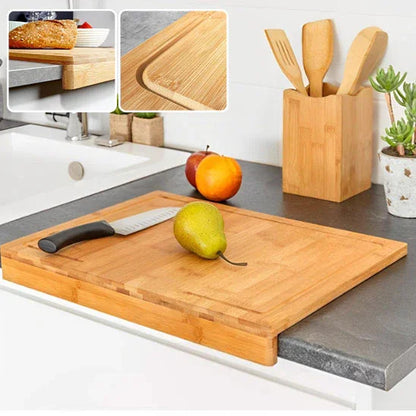 Planche à découper bois | en Bambou à Rebord - Cuisine Cadeau