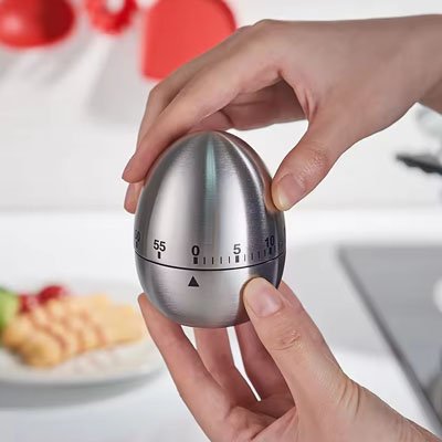 Minuteur cuisine œuf | Design mécanique inox